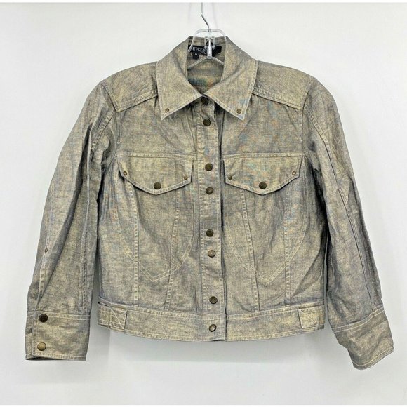 Etcetera Jackets & Blazers - Etcetera Size 0 / XS Linen Crop Jacket Metallic